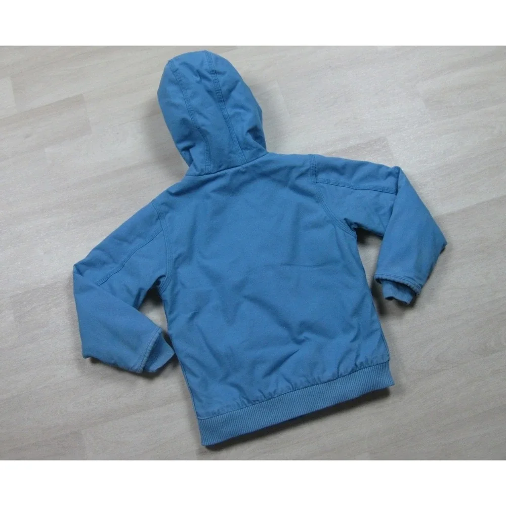 Carhartt Active Jacket Youth‎ (S) Duck Canvas Workwear Sherpa Lined Blue CP9564